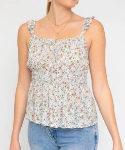 She She Boutique Sleeveless Floral Top - Sage Multi CLOTHING