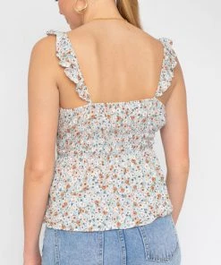 She She Boutique Sleeveless Floral Top - Sage Multi CLOTHING