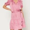 She She Boutique NEW ARRIVALS Ruffled Split Neck Dress - Pink