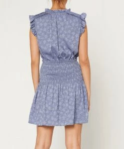 She She Boutique CLOTHING Sleeveless Smocked Waist Dress - Dusk Blue