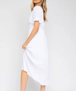 She She Boutique Button Down Maxi Dress - White CLOTHING