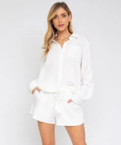 She She Boutique Gauze Shorts - Black, White OR Sage