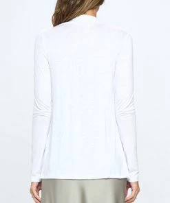 She She Boutique Solid Rayon Jersey Cardigan - White CLOTHING