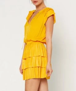 She She Boutique Tiered Mini Dress - Marigold CLOTHING