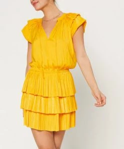 She She Boutique Tiered Mini Dress - Marigold CLOTHING