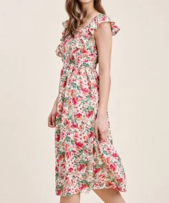 She She Boutique Floral Dress - Ivory CLOTHING
