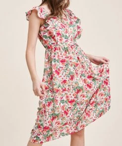 She She Boutique Floral Dress - Ivory CLOTHING