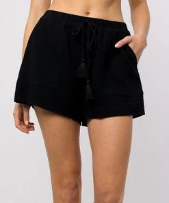 She She Boutique Gauze Shorts - Black, White OR Sage