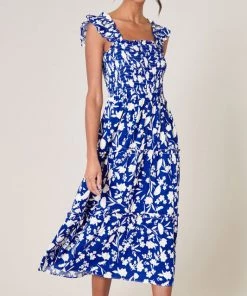 She She Boutique Talulah Midi Dress - Cobalt/White CLOTHING