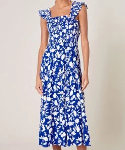 She She Boutique Talulah Midi Dress - Cobalt/White CLOTHING
