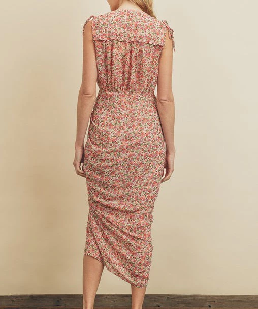 She She Boutique CLOTHING Ruched Midi Dress - Floral Garden 6 She She Boutique CLOTHING Ruched Midi Dress - Floral Garden