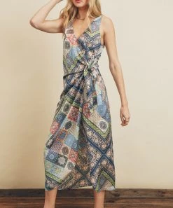 She She Boutique All The Way Satin Dress - Mosaic Blue