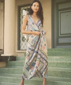 She She Boutique All The Way Satin Dress - Mosaic Blue