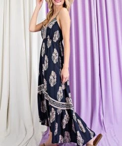 She She Boutique Paisley Print Dress - Navy OR Off White