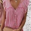 She She Boutique CLOTHING Stripe Blouse - Red