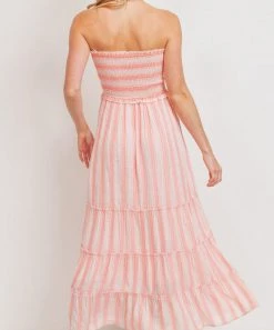 She She Boutique Strapless Smocked Dress - Pink Multi