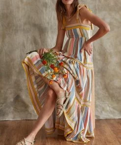 She She Boutique Merry Meadow Maxi Dress - Pink/Mustard/Blue