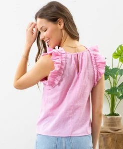 She She Boutique CLOTHING Flutter Sleeve Top - Blossom