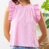 She She Boutique CLOTHING Flutter Sleeve Top - Blossom
