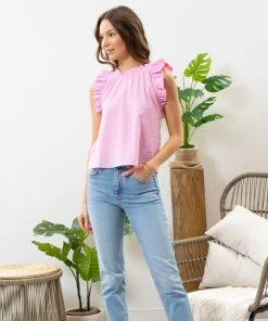 She She Boutique CLOTHING Flutter Sleeve Top - Blossom