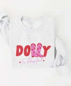 She She Boutique Dolly For President Sweatshirt - White Heather