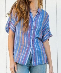 She She Boutique Muticolor Stripe Top - Denim Multi