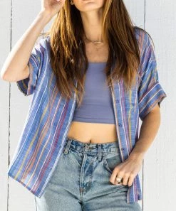 She She Boutique Muticolor Stripe Top - Denim Multi