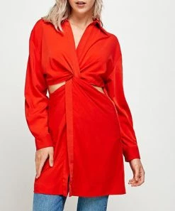 She She Boutique Twist Front Tunic - Tomato