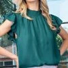 She She Boutique Mock Neck Top - Hunter Green