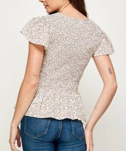 She She Boutique Peplum Smocked Top - Blush