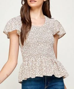 She She Boutique Peplum Smocked Top - Blush