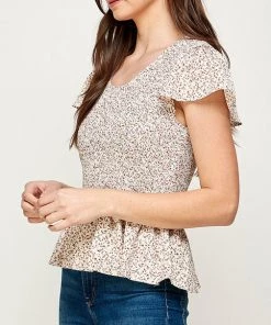 She She Boutique Peplum Smocked Top - Blush