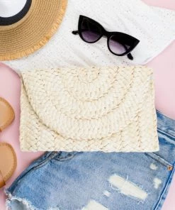 She She Boutique HANDBAGS Straw Clutch - Natural