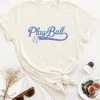 She She Boutique Play Ball Graphic Tee - Vintage White CLOTHING