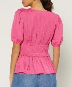 She She Boutique NEW ARRIVALS Pleated Blouse - Fuchsia OR Off White
