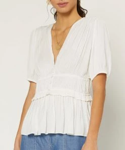 She She Boutique NEW ARRIVALS Pleated Blouse - Fuchsia OR Off White