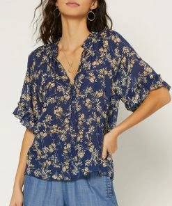 She She Boutique Floral Blouse - Navy