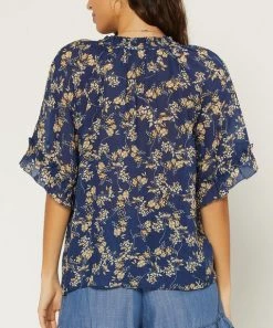 She She Boutique Floral Blouse - Navy