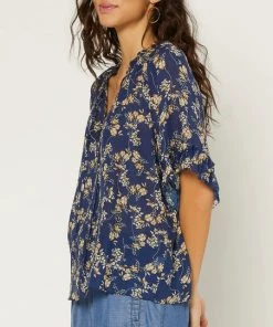 She She Boutique Floral Blouse - Navy