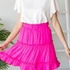 She She Boutique Tiered Skirt - Hot Pink OR Black