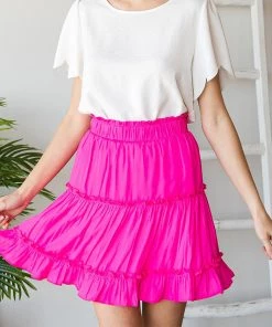 She She Boutique Tiered Skirt - Hot Pink OR Black