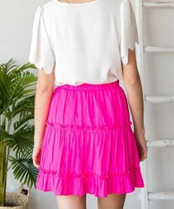 She She Boutique Tiered Skirt - Hot Pink OR Black