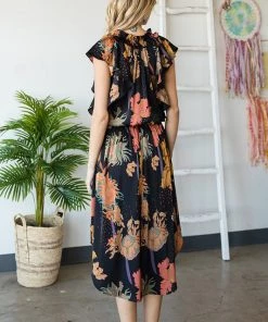 She She Boutique CLOTHING Satin Midi Dress - Black