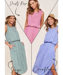She She Boutique Betsy Midi Dress - Sage, Dusty Rose OR Cornflower CLOTHING 23 She She Boutique Betsy Midi Dress - Sage, Dusty Rose OR Cornflower CLOTHING