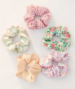 She She Boutique ACCESSORIES Hair Scrunchie - Sage Daisy, Yellow Stripe, Pink, Green OR Chiffon Floral