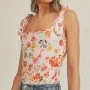 She She Boutique CLOTHING Tie Strap Bodysuit - Blush Floral