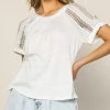 She She Boutique CLOTHING Lace Trim Top - White, Black OR Powder Yellow