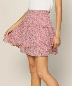 She She Boutique CLOTHING Floral Skirt - Red