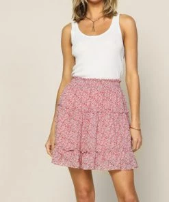 She She Boutique CLOTHING Floral Skirt - Red