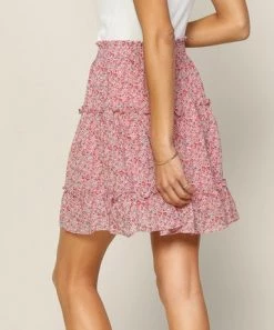 She She Boutique CLOTHING Floral Skirt - Red